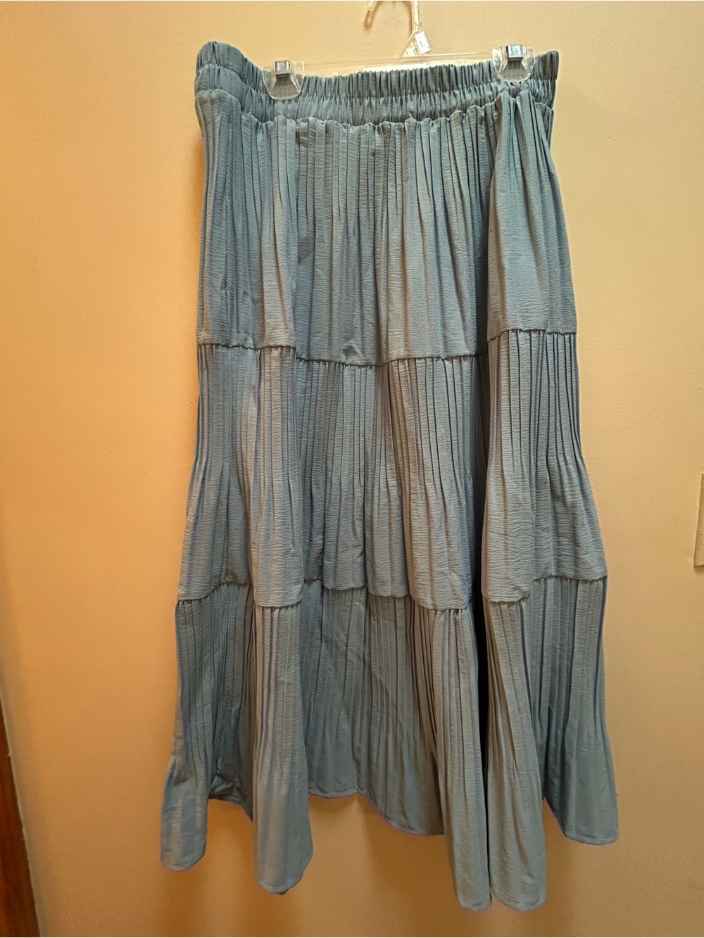 Harper Light Blue Tiered Midi Skirt